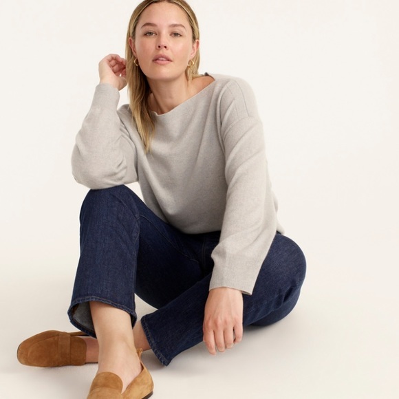 J. Crew | Sweaters | Nwt J Crew 0 Cashmere Cropped Boatneck Sweater In Grey  | Poshmark